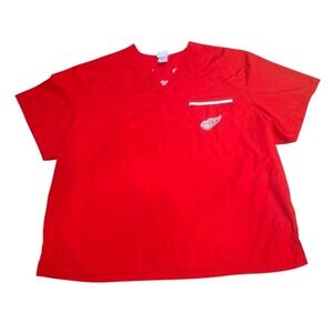Adult Unisex NHL Detroit Redwings Hockey Scrub Top Logo sz 2xl Uniform
